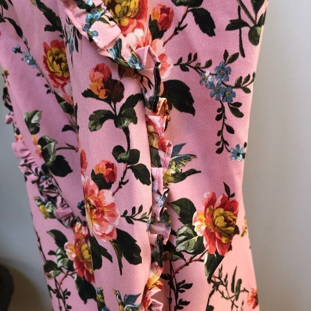 TOPSHOP pinkish rose floral dress long sleeve lightweight size 10 - Picture 4 of 16